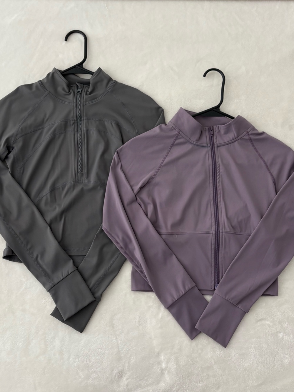 Athletic Long Sleeve Zippered Tops Set of 2